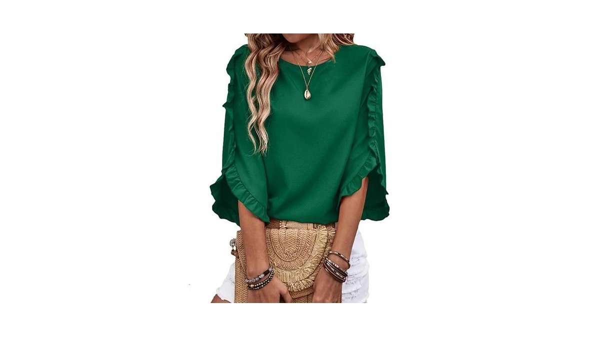 Evaless 3/4 Length Sleeve Womens Tops Dressy Casual Blouses Cute