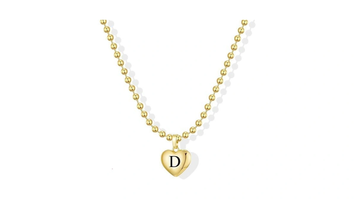 Kisscloud Heart Initial Necklaces For Women 14k Gold Plated Dainty
