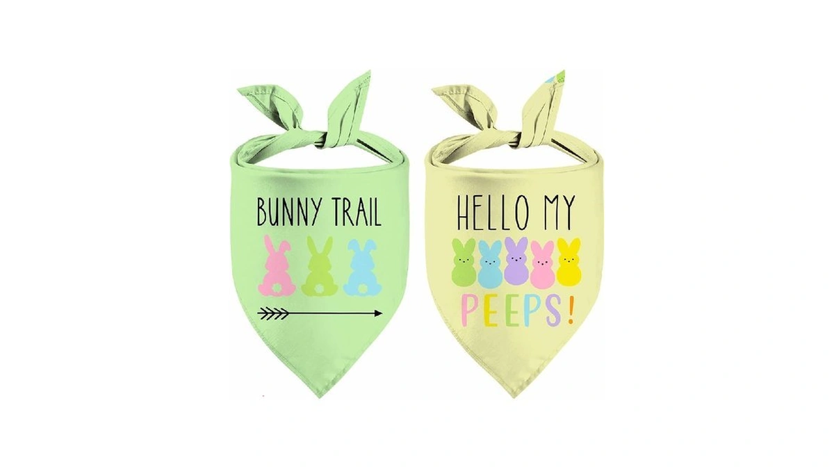 Easter Dog Bandana, 2 Pack Adjustable Holiday Party Pets Easter