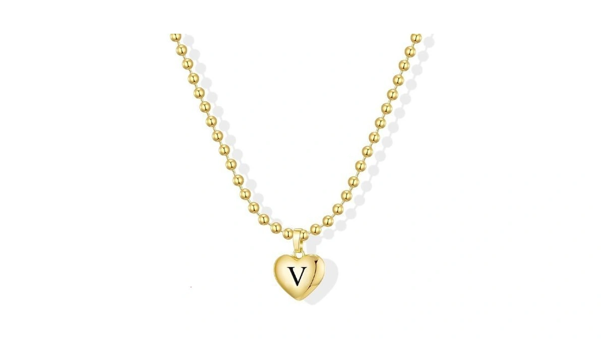 Kisscloud Heart Initial Necklaces For Women 14k Gold Plated Dainty
