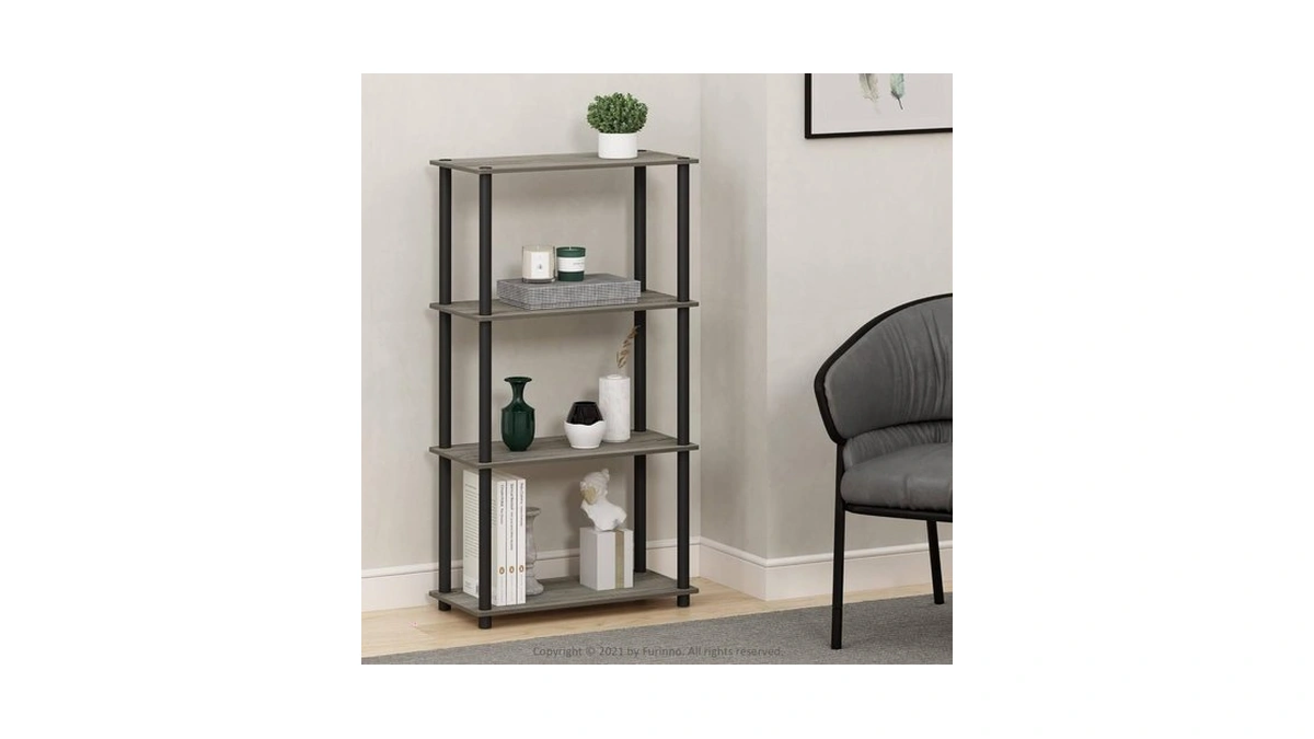 Furinno (99557gyw/bk) Turn-n-tube 4-tier Multipurpose Shelf Display Rack - French