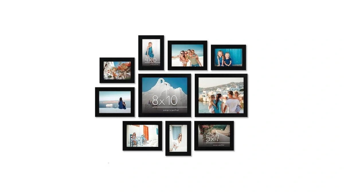 Americanflat Set Of 10 Picture Frames With Shatter-resistant Glass -