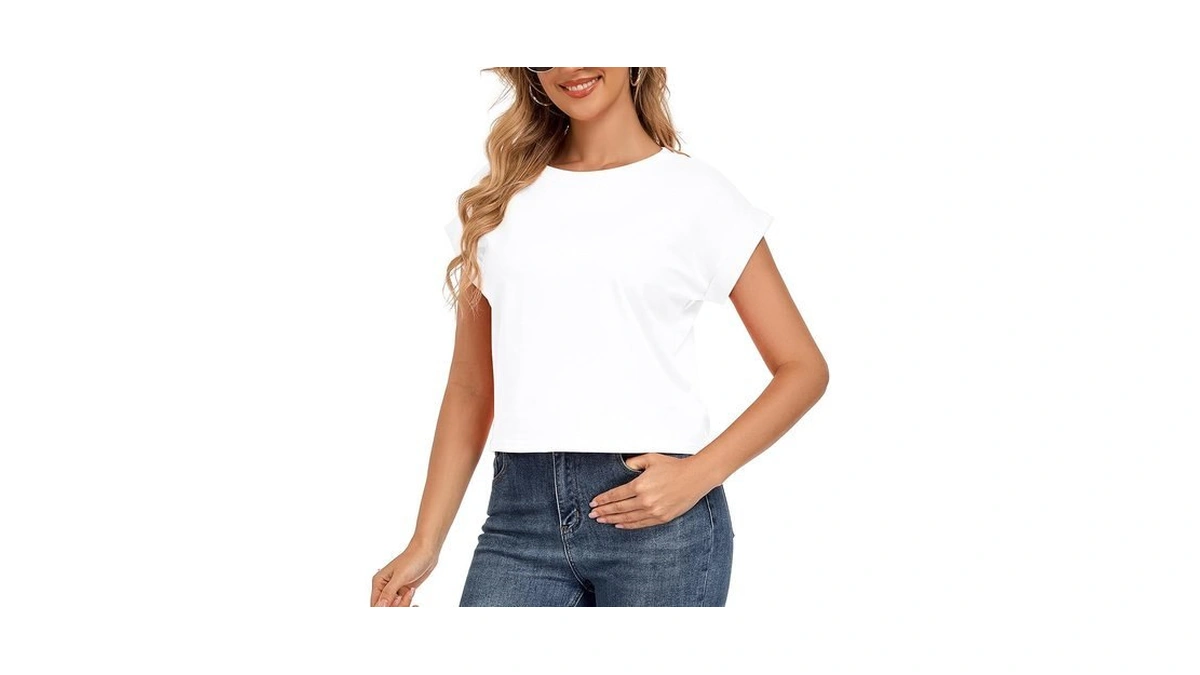 Cute Tops For Women Casual Oversized Crop Tops Short Sleeve