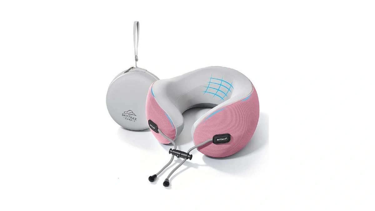 Premium Travel Neck Pillow Cooling Ice Silk Memory Foam Cervical