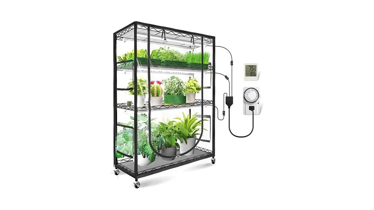 Jesled Indoor Greenhouse With Grow Light, 3ft Full Spectrum 5000k