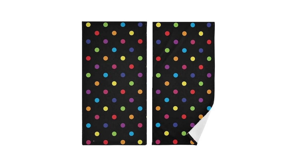 Wihve Hand Towels Set Of 2 Colorful Polka Dot Black