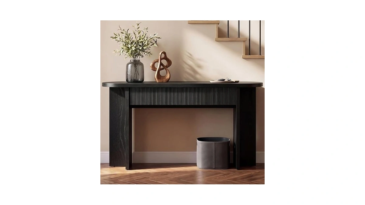 Omchom 55 Inch Fluted Console Table With Drawers, Entryway Table