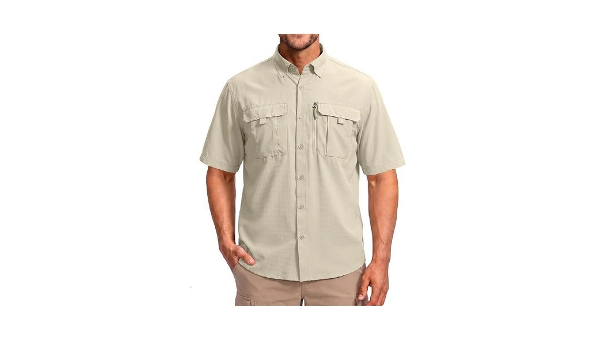 Betbo Men's Short Sleeves Fishing Shirts Button Down Summer Travel