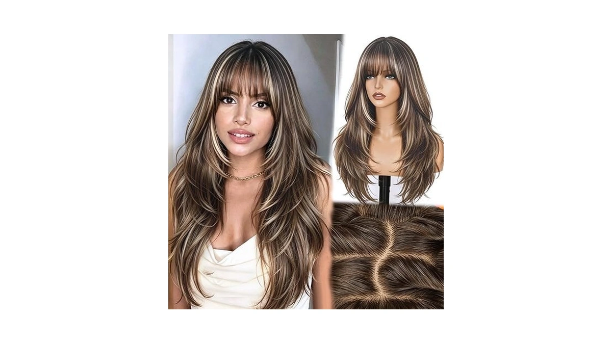 Florvae 4x4 Realistic Scalp,free Parting Layered Wig,long Brown Mix Blonde