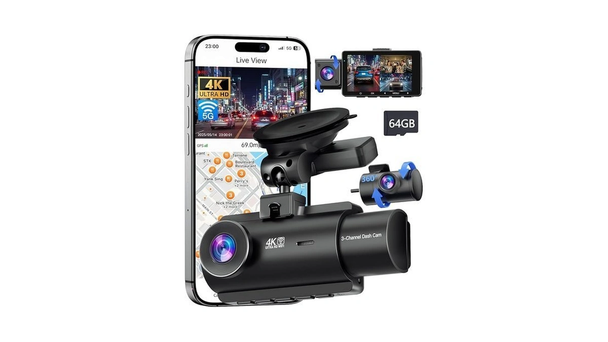 Qcontrol® Rideshare/taxi True 4k 3-channel Dash Cam Front And Rear
