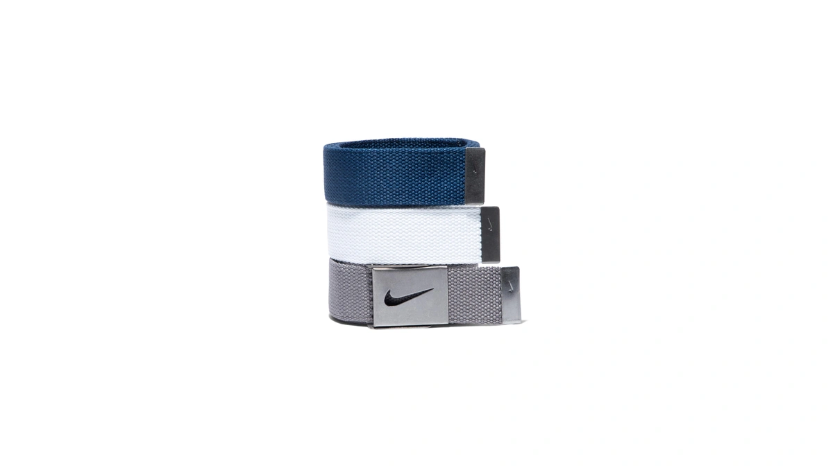 Nike Men's 3 Pack Golf Web Belt, White/gray/navy, One Size