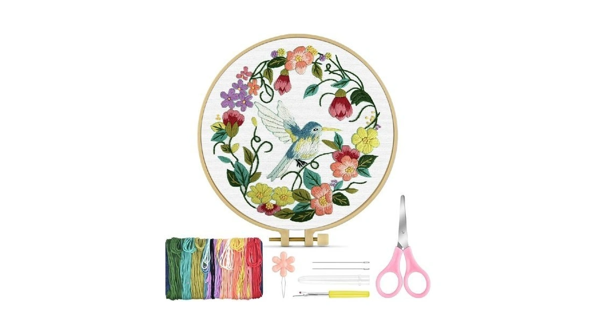 Tindtop Embroidery Kit For Beginners Adult, Hummingbird Embroidery Kit For