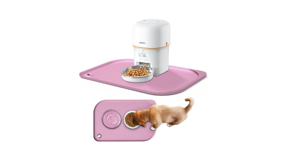 Silicone Pet Feeding Mat With Metal Ring, Waterproof, 23x15 In,