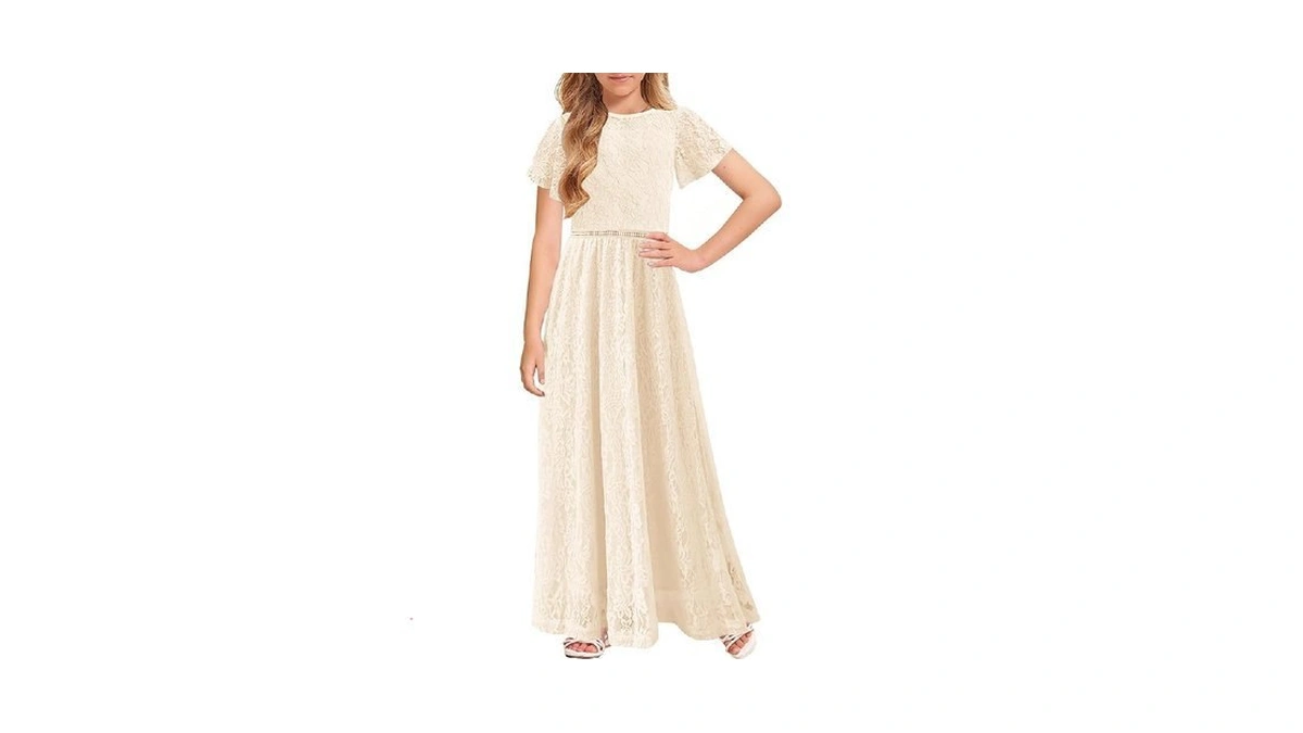 Hosika Girls Boho Short Sleeve Lace Flower Special Occasion Wedding