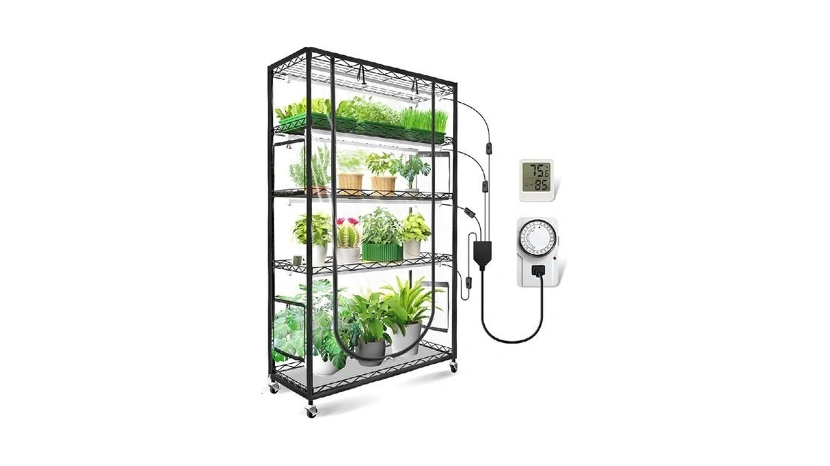 Jesled Indoor Greenhouse With Grow Light, 3ft Full Spectrum 5000k