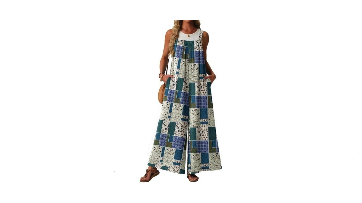 Lepunuo Plus Size Womens Casual Jumpsuits Summer Boho Wide Leg