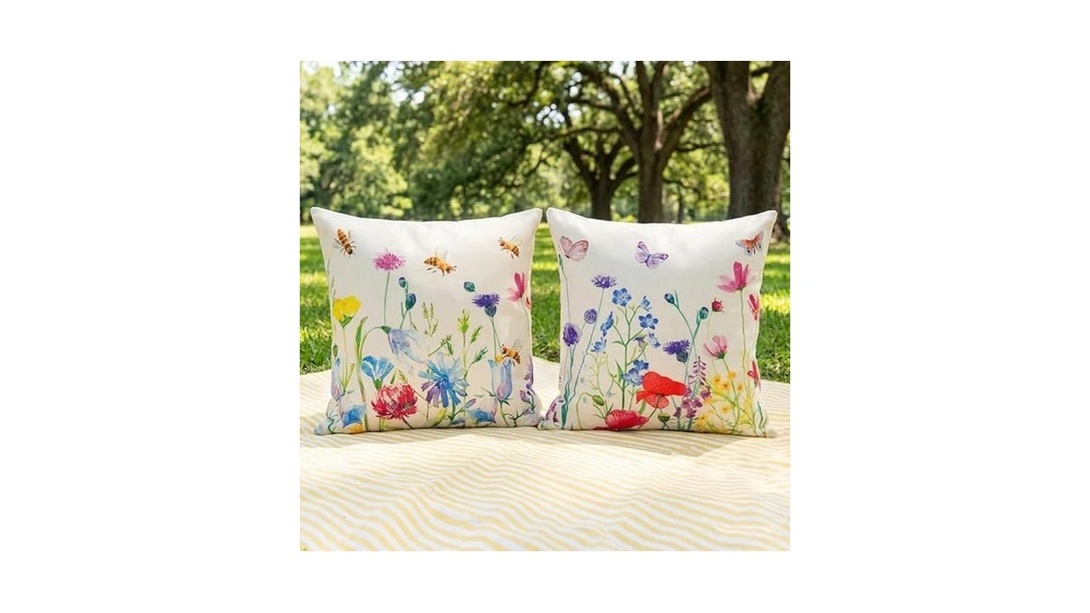 Jojogogo Colorful Spring Floral Outdoor Throw Pillow Covers 18x18 Set