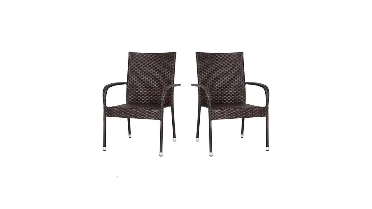Flash Furniture Maxim Wicker Indoor/outdoor Dining Chairs With Arms -