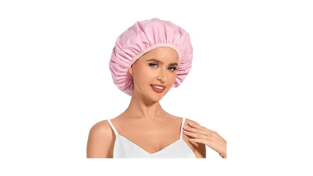 Shower Cap For Women Waterproof Reusable, Large Shower Cap Non-slip