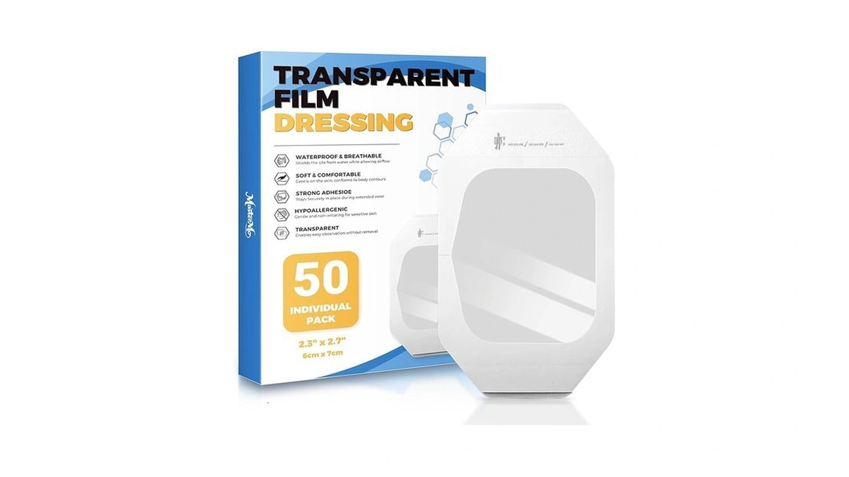 Mastermo Transparent Film Dressing 50 Packs, Waterproof Adhesive Clear Bandages