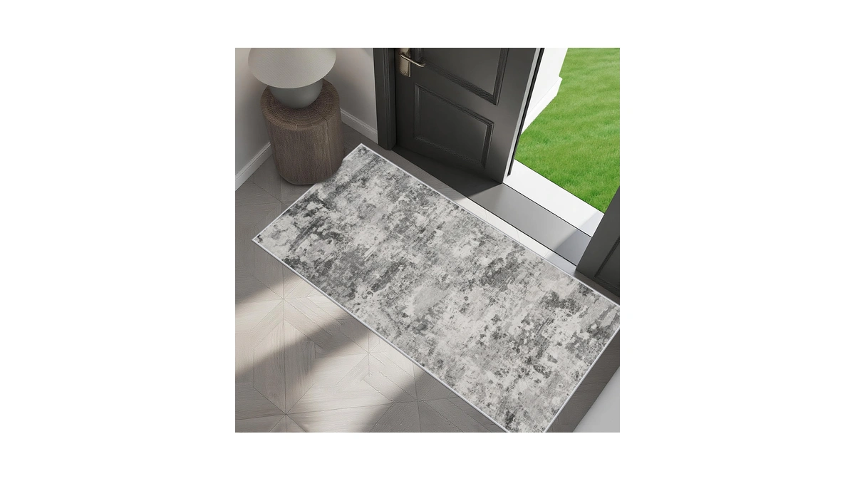 Hiloruug 2x4 Rug Washable Entryway: Non Slip Abstract Runner For