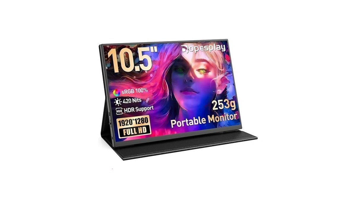 Portable Monitor,10.5" Hdr 1280p Ultra-thin 100% Srgb Travel Portable Monitor