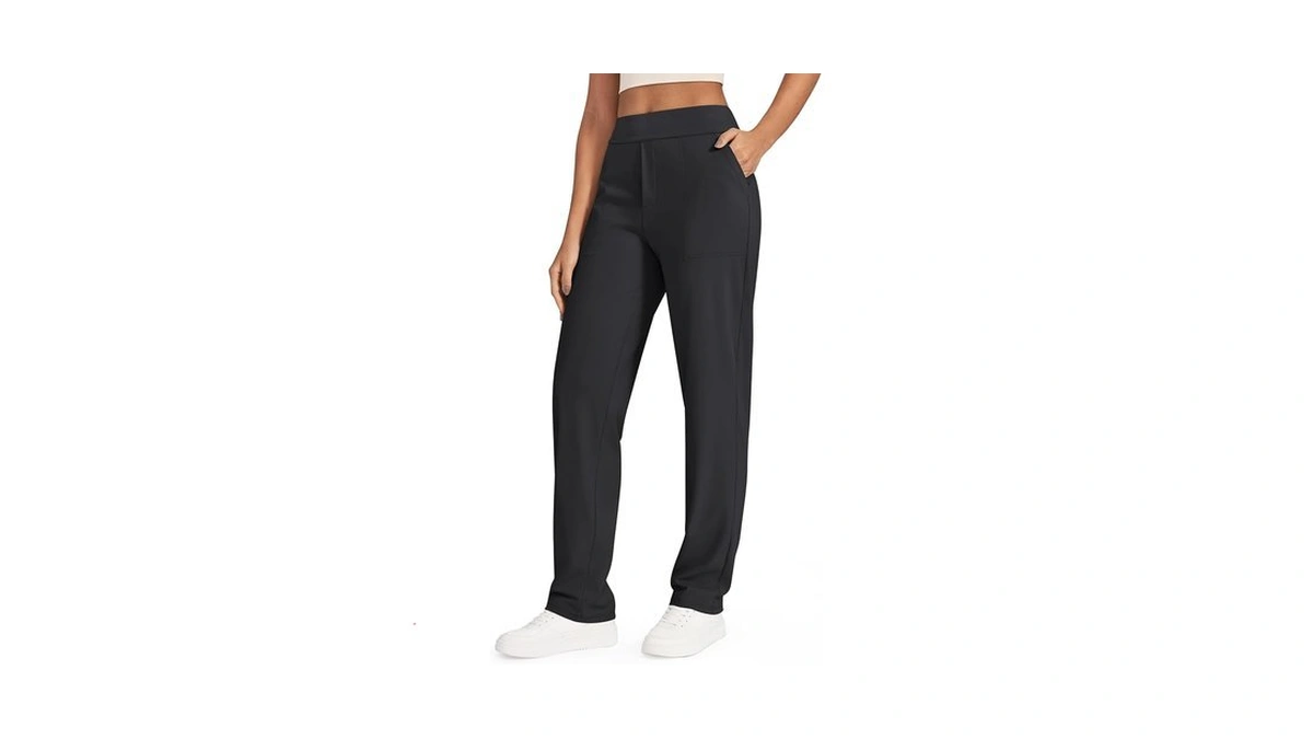 G4free Black Dress Pants Women Yoga Pants With Pockets Stretch