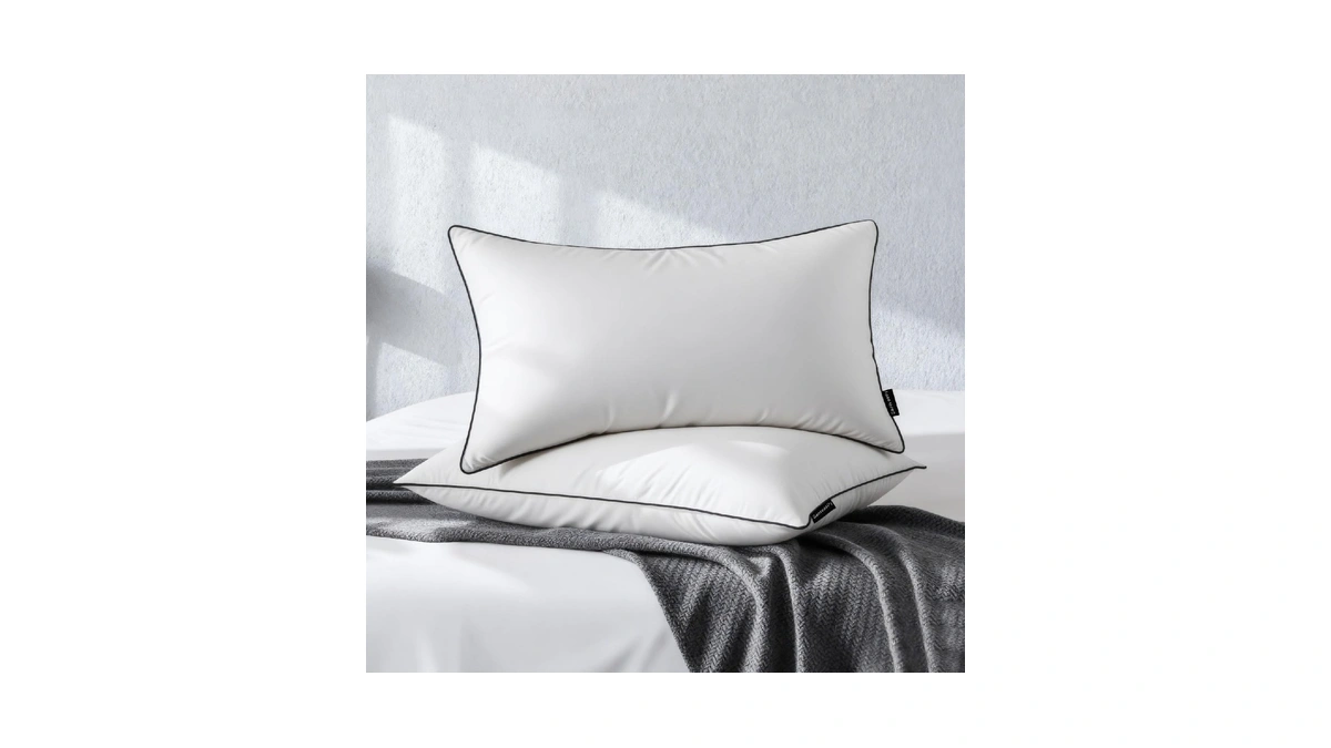Feather Down Pillow Queen Size Set Of 2, 100% Cotton