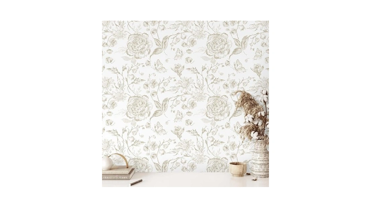 Micpolo Peel And Stick Wallpaper Floral Wall Paper Boho Embroidered