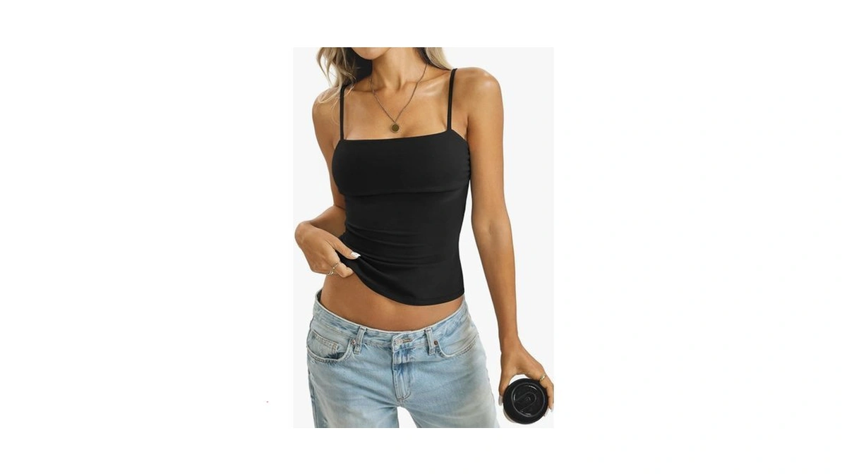 Easygala Womens Cotton Foldover Tank Tops Sexy Square Neck Spaghetti