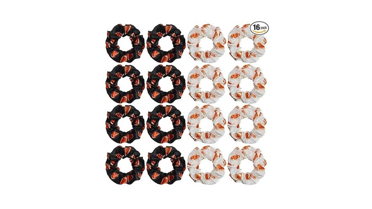 Axen 16pcs Football Hair Scrunchies, Sport Elastics Hair Ties Silk