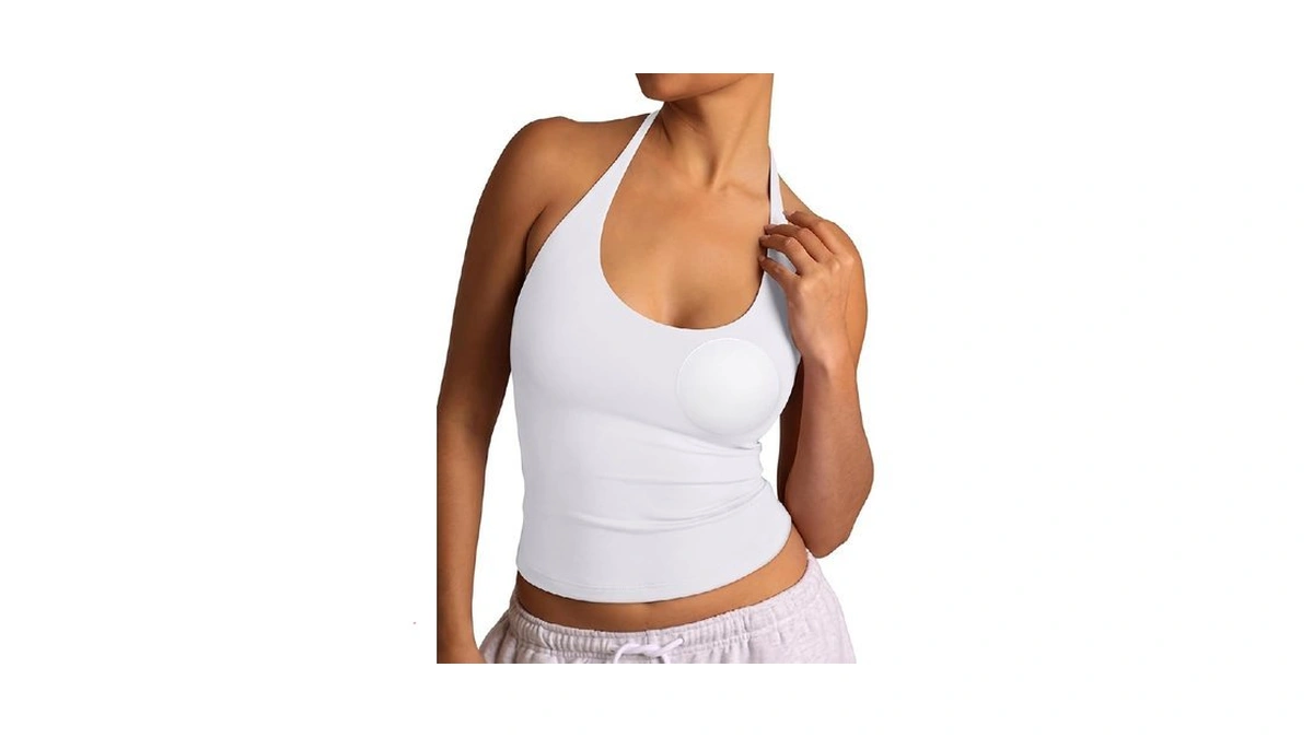 Reoria Women's Halter Tops With Built In Bra White