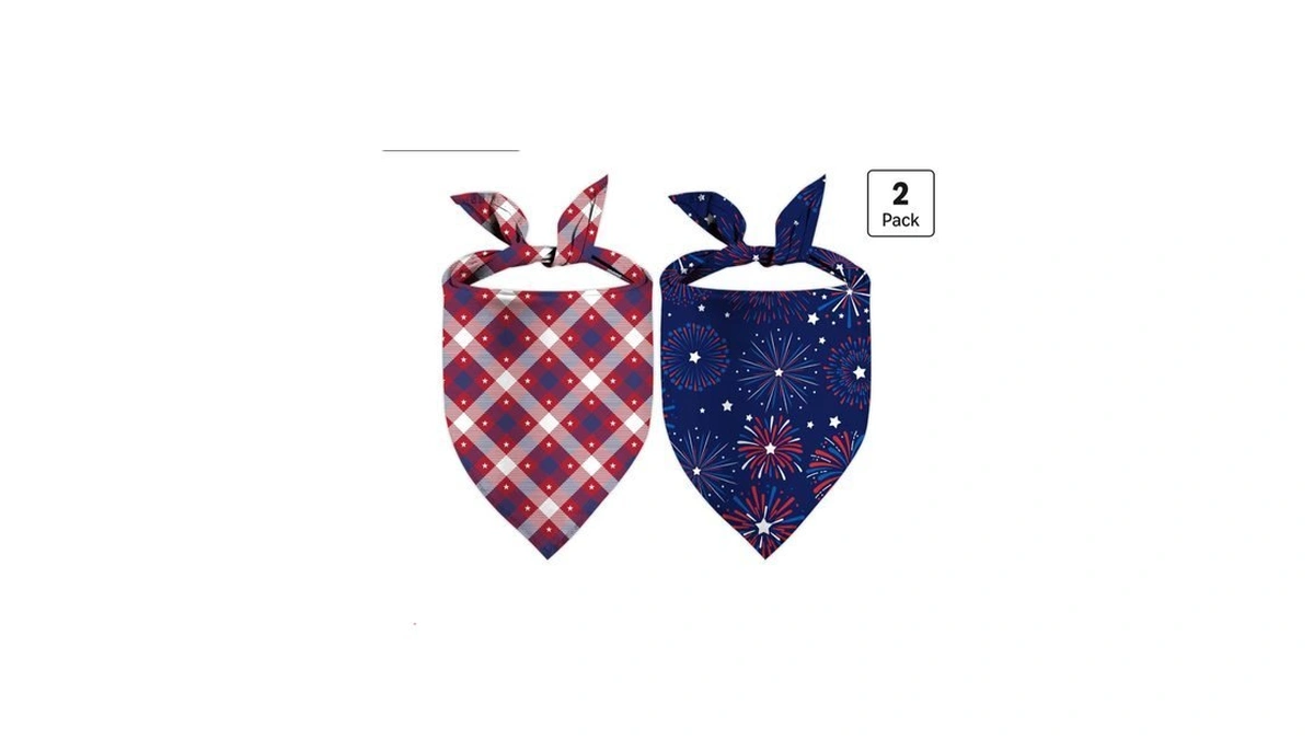 4th Of July Dog Bandanas, Adjustable American Flag Holiday Party