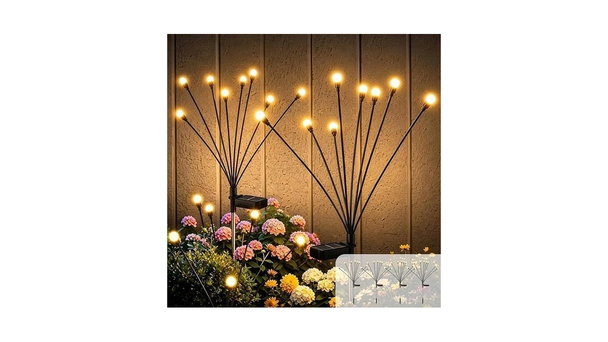 Boutispan Solar Firefly Lights Outdoor Waterproof, Warm White Led Fairy