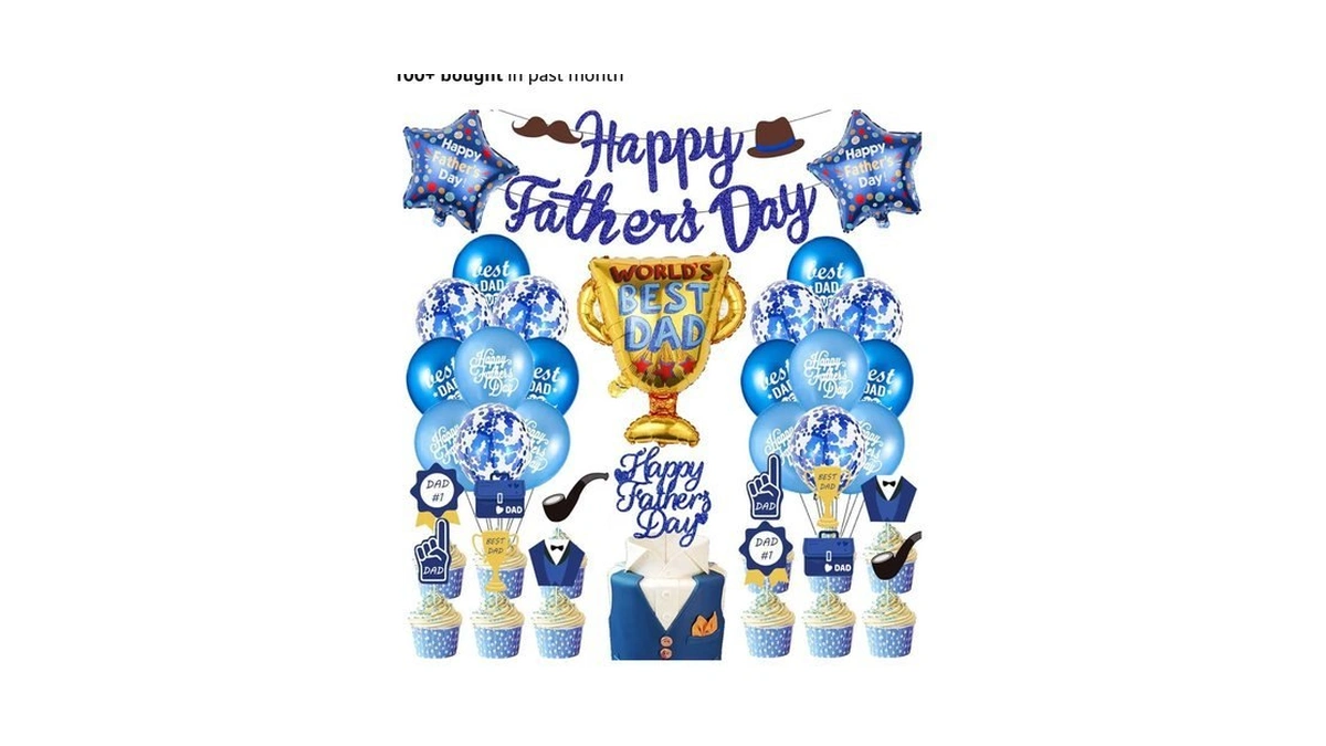 Father's Day Decorations Blue Glitter Happy Father's Day Banner Cake