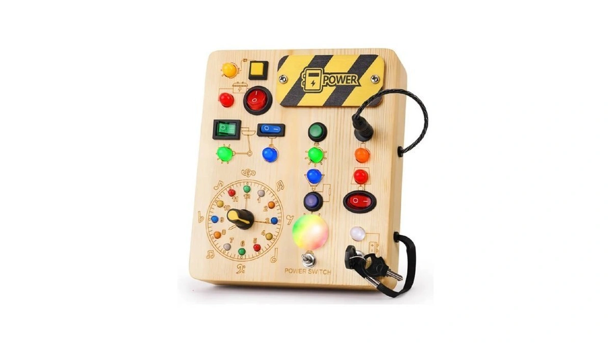 Oakjar Busy Board With Led Light, Montessori Toys For 1-3