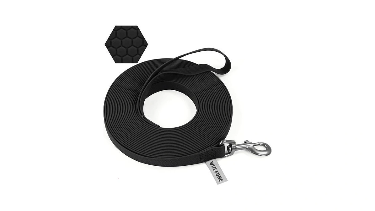 Wolfone 50ft Black Heavy Duty Robust Training Dog Leash With