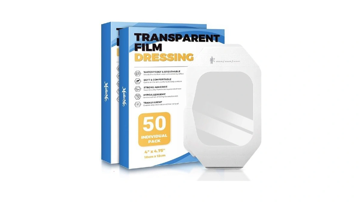 Mastermo Transparent Film Dressing 100 Packs, Waterproof Adhesive Clear Bandages