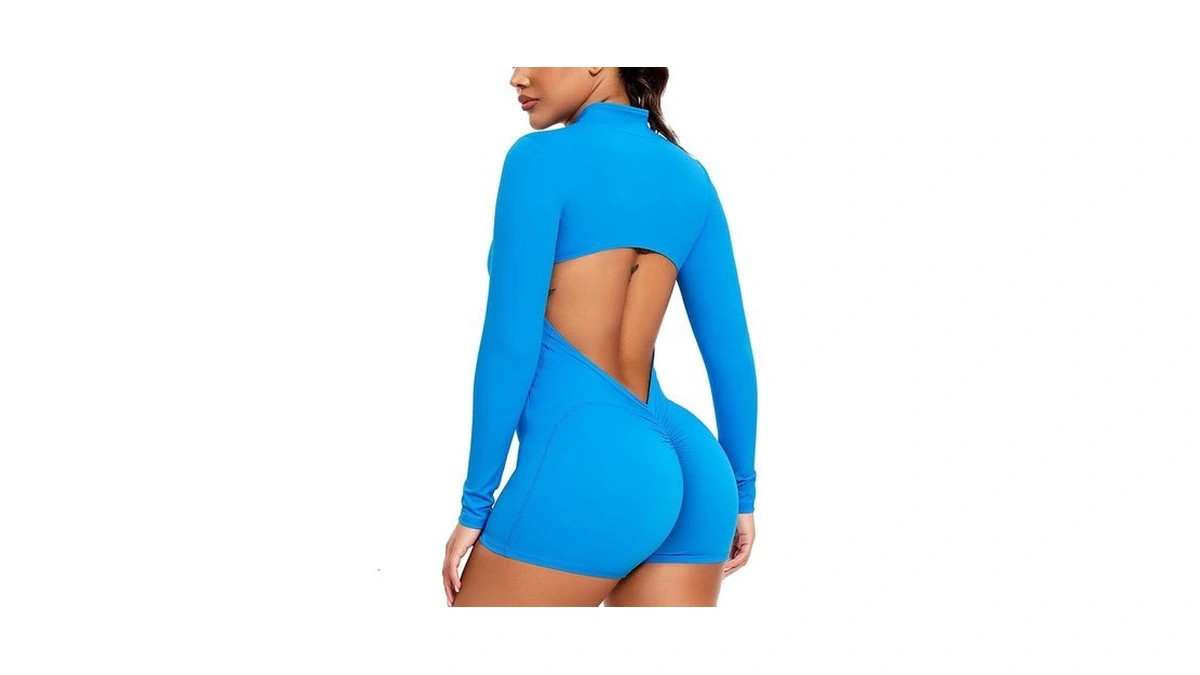 Seasum Women Long Sleeve Shorts Jumpsuit Zip Up Bodysuits 2026