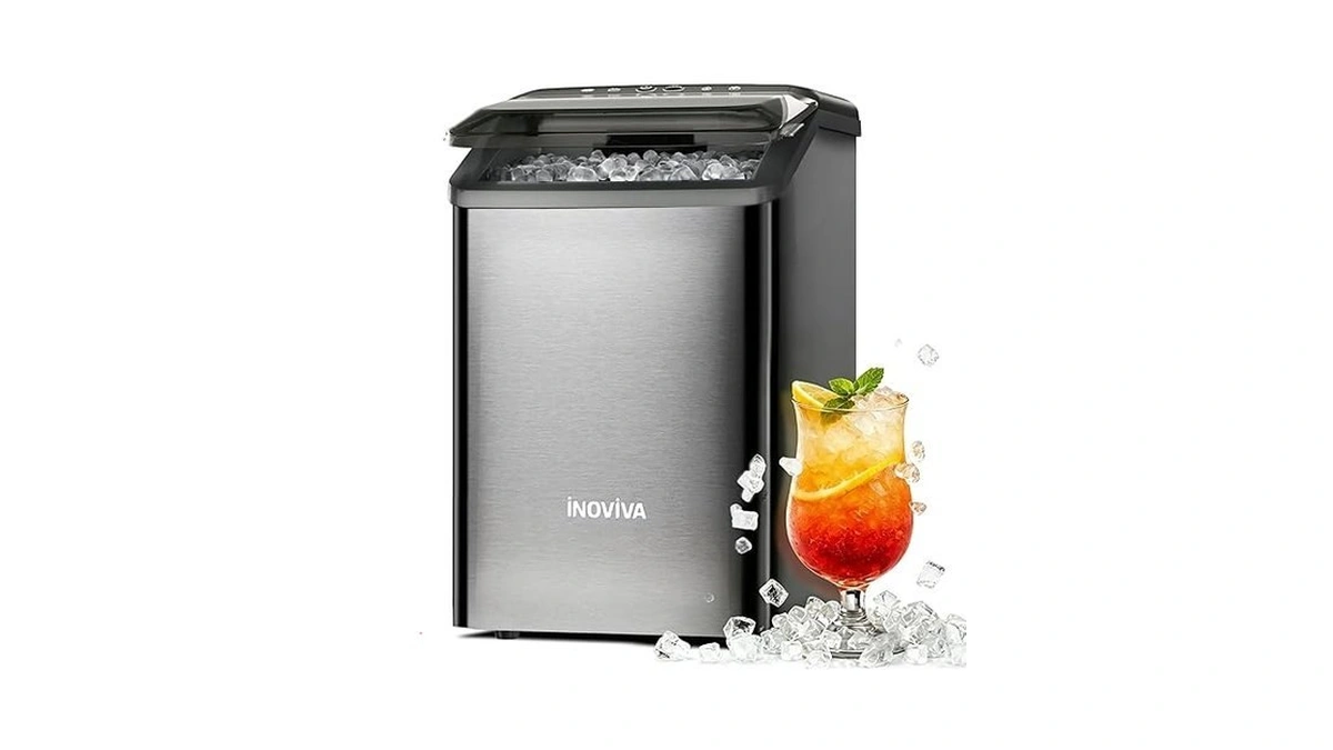 Inoviva Nugget Ice Maker Countertop, 40lbs/24h Soft Chewable Pellet Ice