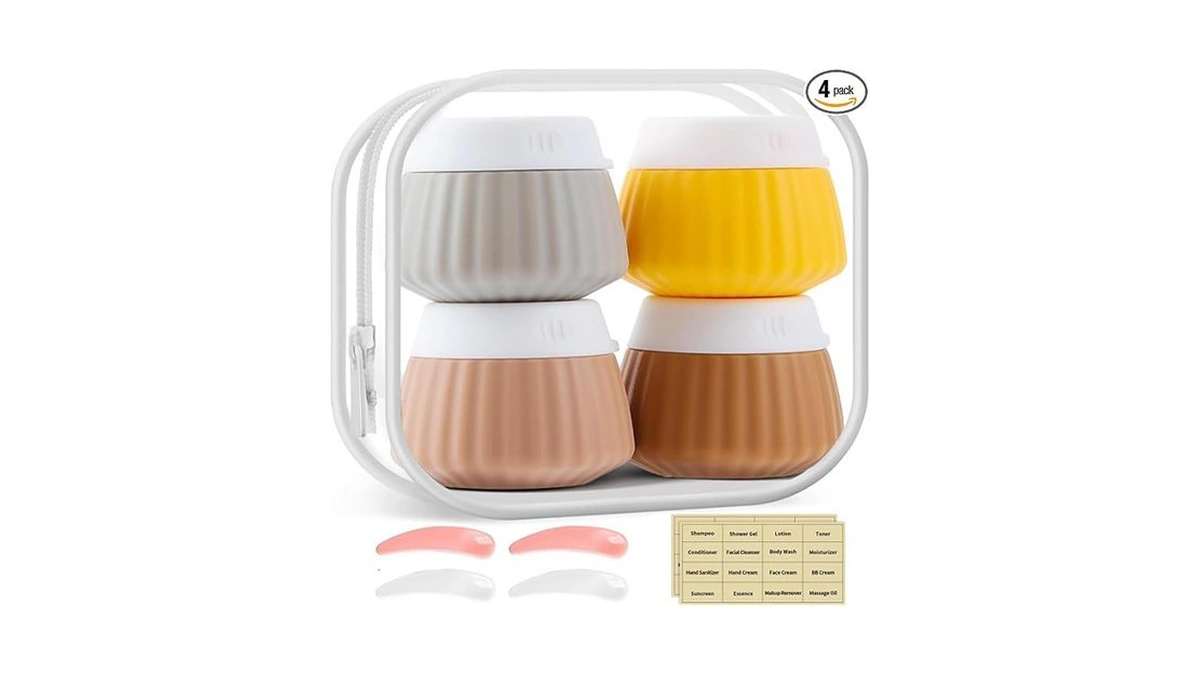Udihch 4 Pack Travel Size Silicone Cream Containers, Leak Proof