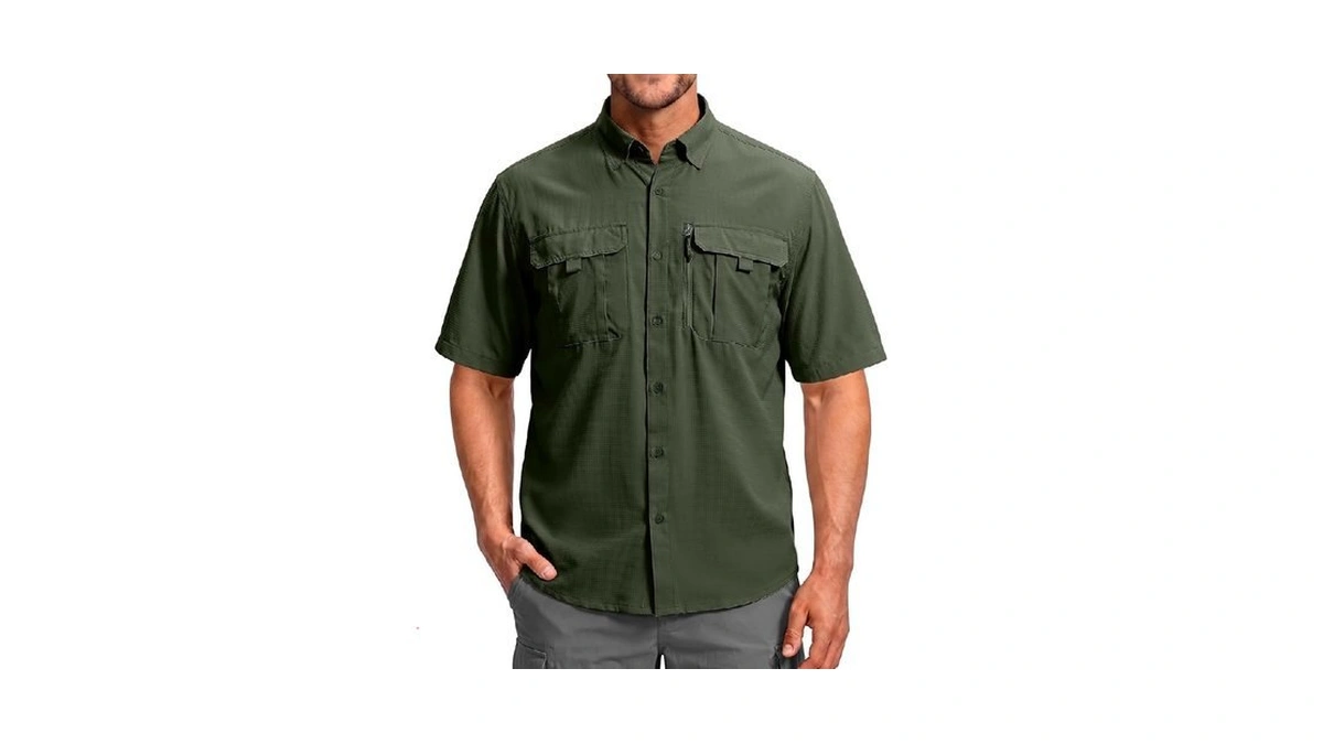 Betbo Men's Short Sleeves Fishing Shirts Button Down Summer Travel