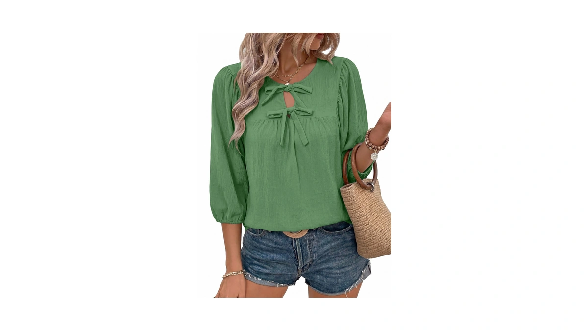Shewin Womens Blouses 3/4 Sleeves Summer Tops For Womens Dressy