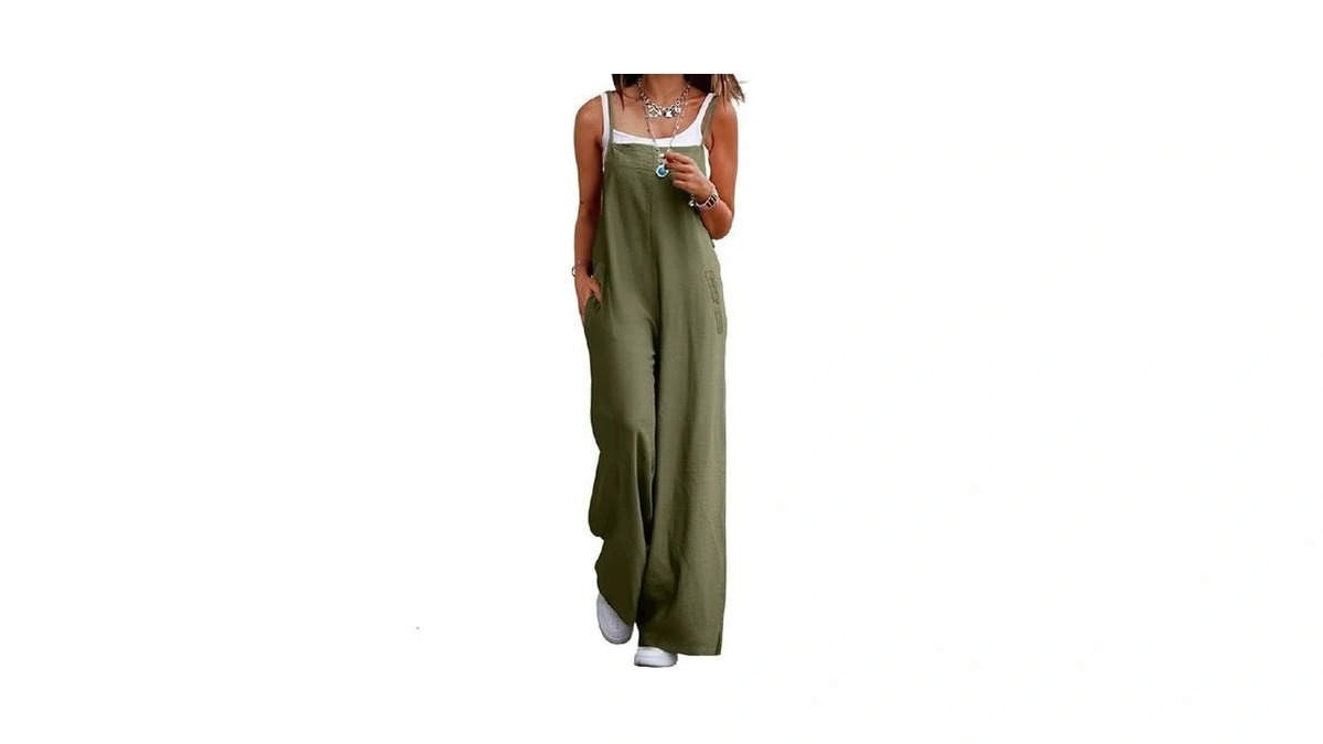 Yesno Women's Summer Boho Cotton Casual Jumpsuits Wide Leg Overalls