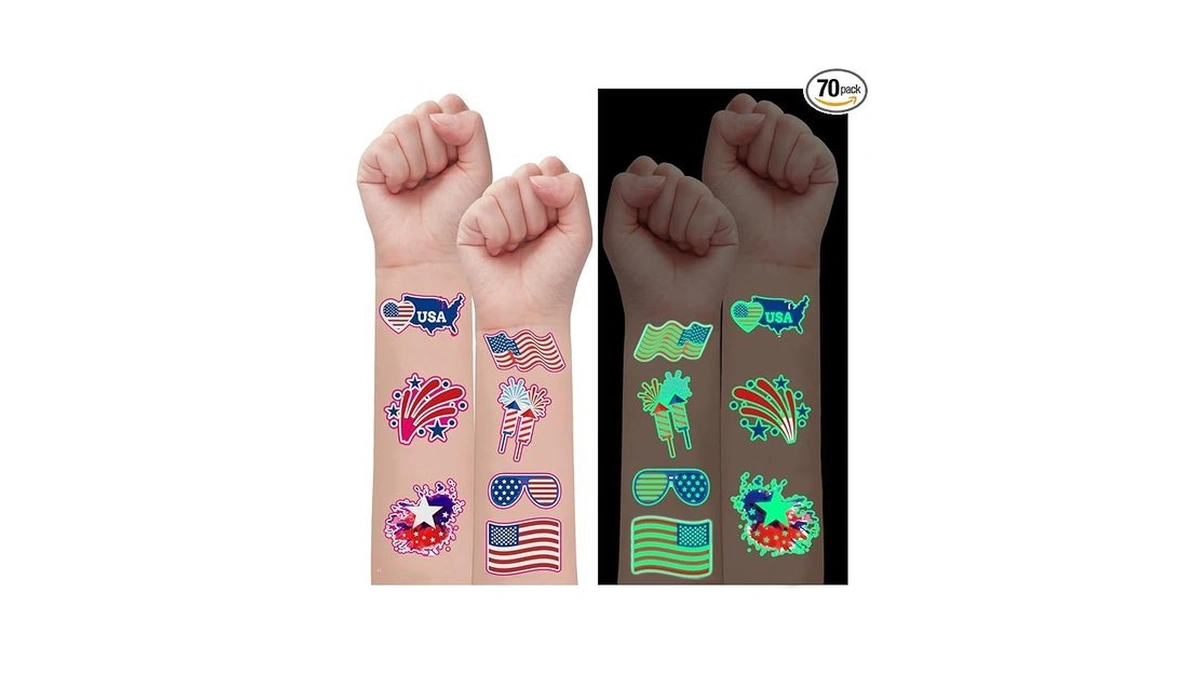 70pcs 4th Of July Decorations Temporary Tattoos，red White And Blue