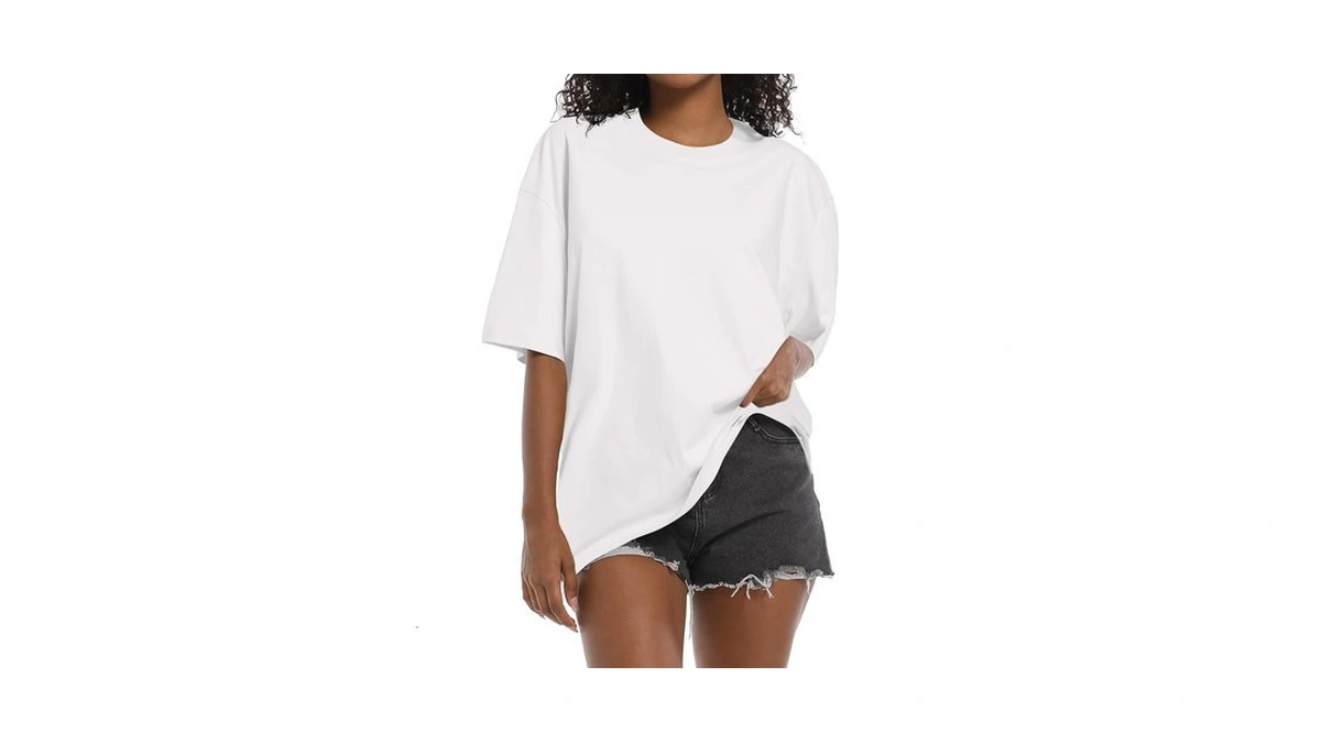 Womens Oversized T-shirts Heavyweight Cotton Tee Crew Neck Short Sleeve