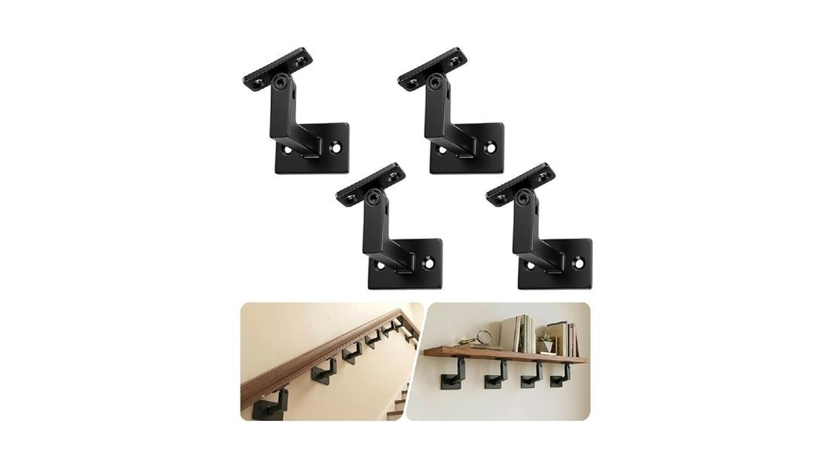 4 Pack Handrail Brackets, Laysmkit Adjustable Handrail Bracket For Staircase,