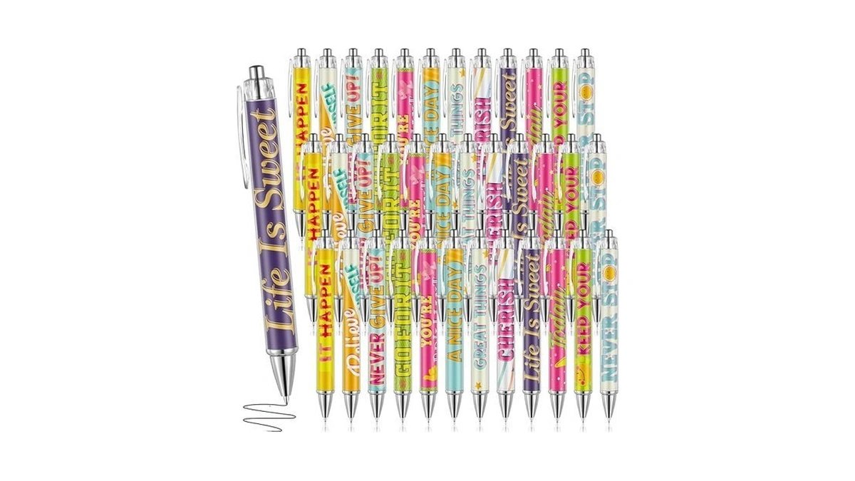 Pasimy 48 Pcs Inspirational Pens Motivational Quote Pens Black Ink