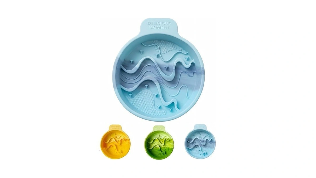Byazletqan Silicone Slow Feeder Dog Bowl, Ombre Puzzle Maze With