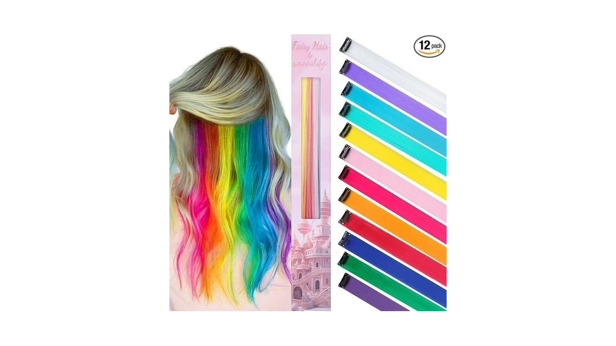 Amazon coupon: Wennalife 12 Pcs Rainbow Hair Extensions